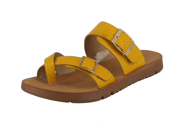 WOMAN'S SHOES YELLOW PU LEATHER SANDALS REFORM-2