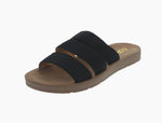 WOMAN'S SHOES BLACK FABRIC SANDALS REFORM-21