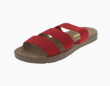 WOMAN'S SHOES RED FABRIC SANDALS REFORM-21