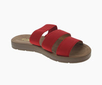 WOMAN'S SHOES RED FABRIC SANDALS REFORM-21