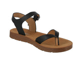 WOMAN'S SHOES BLACK PU LEATHER SANDALS REFORM-51