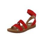 WOMAN'S SHOES RED FABRIC SANDALS REFORM-54