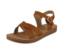 WOMAN'S SHOES TAN PU LEATHER SANDALS REFORM-8