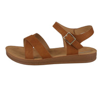 WOMAN'S SHOES TAN PU LEATHER SANDALS REFORM-8