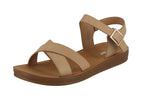 WOMAN'S SHOES BEIGE PU LEATHER SANDALS REFORM-8