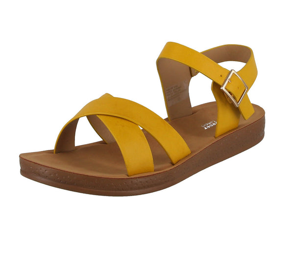 WOMAN'S SHOES YELLOW PU LEATHER SANDALS REFORM-8