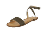 WOMAN'S SHOES LIGHT OLIVE SUEDE SANDALS RELIEF