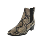 WOMAN'S BOOTIES BEIGE/BLACK SNAKE PU REPEAT-01