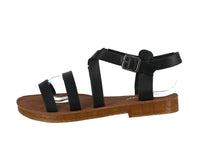 WOMAN'S SHOES BLACK PU LEATHER SANDALS REPORT-32