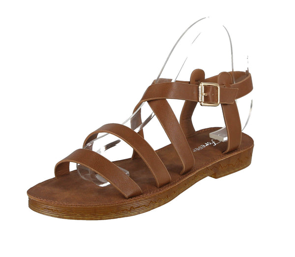 WOMAN'S SHOES TAN PU LEATHER SANDALS REPORT-32