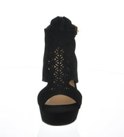 WOMAN'S SHOES BLACK SUEDE HEELS RHYME-66