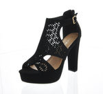 WOMAN'S SHOES BLACK SUEDE HEELS RHYME-66