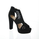 WOMAN'S SHOES BLACK SUEDE HEELS RHYME-66