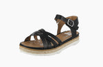 WOMAN'S SHOES BLACK PU LEATHER SANDAL  ROAMING-S