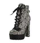 WOMAN'S SHOES PYTHON/GRAY PU BOOTIES ROOKIE