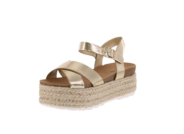 WOMAN'S SHOES GOLD PU/METALLIC WEDGE SANDAL ROSSINI