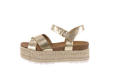 WOMAN'S SHOES GOLD PU/METALLIC WEDGE SANDAL ROSSINI