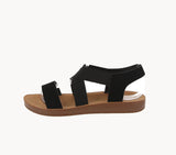 WOMAN'S BLACK PU LEATHER SANDALS SALVIA-01