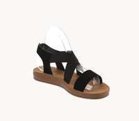 WOMAN'S BLACK PU LEATHER SANDALS SALVIA-01