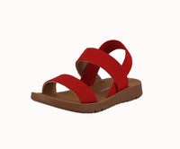 BABY'S SHOES RED FABRIC SANDAL ROWEN-99A