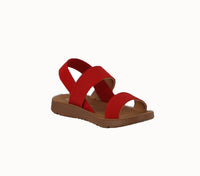 BABY'S SHOES RED FABRIC SANDAL ROWEN-99A