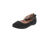 KID'S SHOES BLACK MESH GLITTER FLATS SABINA-15K