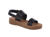 WOMAN'S BLACK PU LEATHER SANDALS SALVIA-1