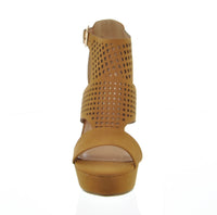 WOMAN'S SHOES TAN PU HEELS SANTERA