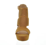 WOMAN'S SHOES TAN PU HEELS SANTERA