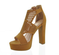 WOMAN'S SHOES TAN PU HEELS SANTERA