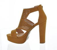 WOMAN'S SHOES TAN PU HEELS SANTERA