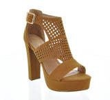 WOMAN'S SHOES TAN PU HEELS SANTERA