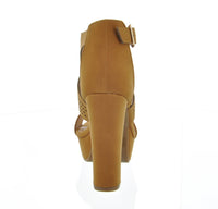 WOMAN'S SHOES TAN PU HEELS SANTERA