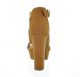 WOMAN'S SHOES TAN PU HEELS SANTERA