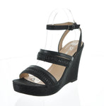 WOMAN'S SHOES BLACK GLITTER WEDGE SEAL-07