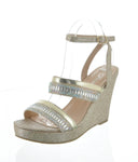 WOMAN'S SHOES CHAMPAGNE GLITTER WEDGE SEAL-07