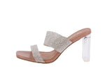 WOMAN'S SHOES NUDE PU/GLITTER CLEAR HEELS SELMA-50