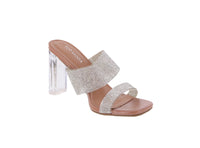 WOMAN'S SHOES NUDE PU/GLITTER CLEAR HEELS SELMA-50