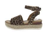 WOMAN'S SHOES LEOPARD SUEDE WEDGE SANDAL SENSATIONAL-1