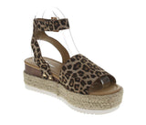 WOMAN'S SHOES LEOPARD SUEDE WEDGE SANDAL SENSATIONAL-1