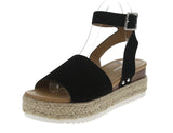 WOMAN'S SHOES BLACK NUB WEDGE SANDAL SENSATIONAL-1