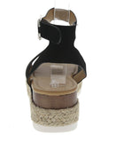 WOMAN'S SHOES BLACK NUB WEDGE SANDAL SENSATIONAL-1