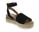 WOMAN'S SHOES BLACK NUB WEDGE SANDAL SENSATIONAL-1