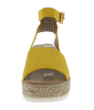 WOMAN'S SHOES MUSTARD SUEDE WEDGE SANDAL SENSATIONAL-1