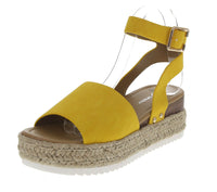 WOMAN'S SHOES MUSTARD SUEDE WEDGE SANDAL SENSATIONAL-1