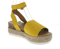 WOMAN'S SHOES MUSTARD SUEDE WEDGE SANDAL SENSATIONAL-1