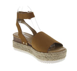 WOMAN'S SHOES TAN NUB WEDGE SANDAL SENSATIONAL-1