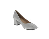 WOMAN'S SHOES SILVER GLITTER HEELS SHARP