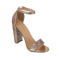 WOMAN'S SHOES ROSE GOLD GLITTER HEELS SHIRLEY-6