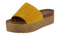 WOMAN'S SHOES MUSTARD SUEDE WEDGE SANDAL SIMILAR-07